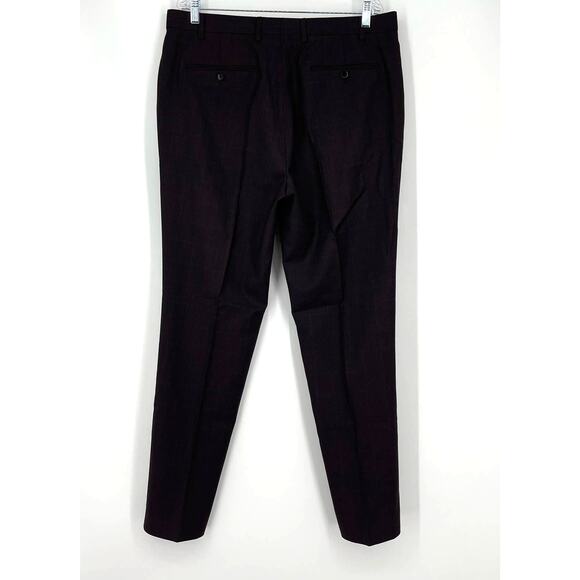 Ted Baker London Debonair Check Wool Trousers Dark Red Men's 36L NWT - Picture 3 of 8